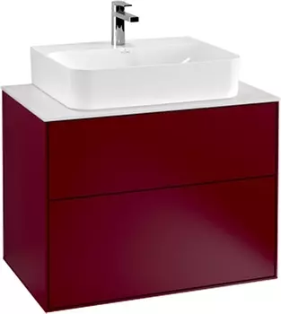 Тумба для комплекта Villeroy & Boch Finion 80 peony matt lacquer, glass white matt, с настенным освещением G09100HB