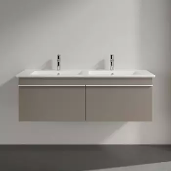 Тумба для комплекта Villeroy & Boch Venticello 125 truffle grey, с белыми ручками A93902VG