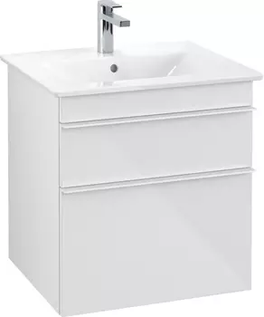 Тумба для комплекта Villeroy & Boch Venticello 55 glossy white, с белыми ручками A92302DH