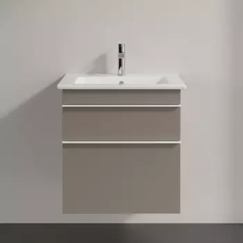 Тумба для комплекта Villeroy & Boch Venticello 55 truffle grey, с белыми ручками A92302VG