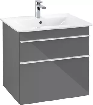 Тумба для комплекта Villeroy & Boch Venticello 60 glossy grey, с белыми ручками A92402FP