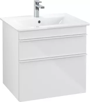 Тумба для комплекта Villeroy & Boch Venticello 60 glossy white, с белыми ручками A92402DH