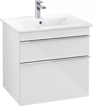 Тумба для комплекта Villeroy & Boch Venticello 60 glossy white, с ручками хром A92401DH