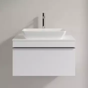 Тумба для комплекта Villeroy & Boch Venticello 75 glossy white, с ручкой хром A94501DH