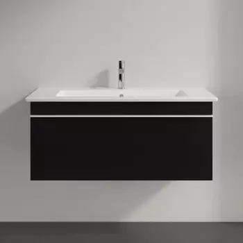 Тумба для комплекта Villeroy & Boch Venticello 95 black matt lacquer, с белой ручкой A93502PD