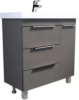 Тумба с раковиной 1MarKa Gaula 80Н черная, 3 ящика, 1 дверца