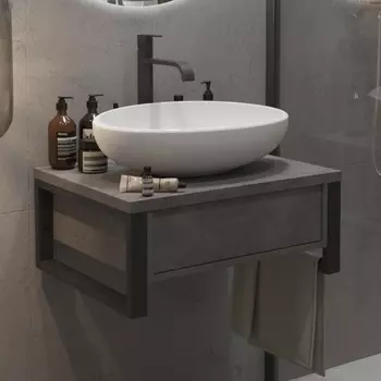 Тумба с раковиной 1MarKa Grunge Loft 60П бетон темно серый