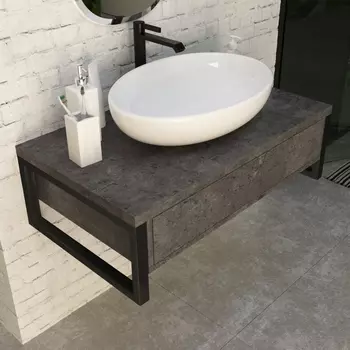 Тумба с раковиной 1MarKa Grunge Loft 80 бетон темно-серый