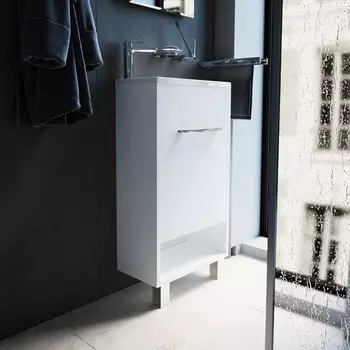 Тумба с раковиной 1MarKa Lira 40Н напольная, белый глянец У85921