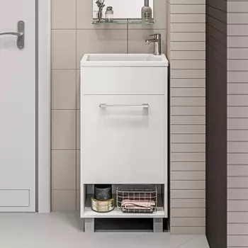 Тумба с раковиной 1MarKa Lira 40Н R, напольная, белый глянец У85920