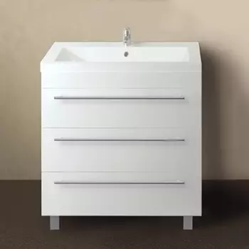 Тумба с раковиной 1MarKa Соната 75Н с 3 ящиками, белый глянец