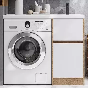 Тумба с раковиной Акватон Лондри 40 R, дуб сантана, белый