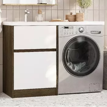 Тумба с раковиной Акватон Лондри 60 L, дуб кантри, белый