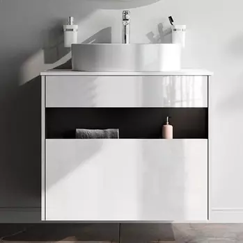 Тумба с раковиной Am.Pm Func 80 белый глянец, со столешницей, раковина M8FWCC20561WG