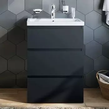 Тумба с раковиной AM.PM Gem S 60 графит матовый, напольная, с 3 ящиками