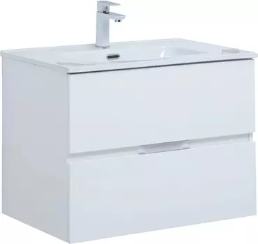 Тумба с раковиной Aquanet Алвита 70 подвесная, белая матовая, 2 ящика