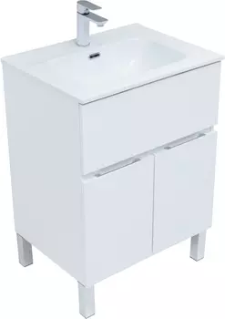 Тумба с раковиной Aquanet Алвита new 60 напольная, белая матовая, с дверками и ящиком