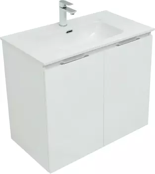 Тумба с раковиной Aquanet Алвита new 80 подвесная, белая матовая, с дверками
