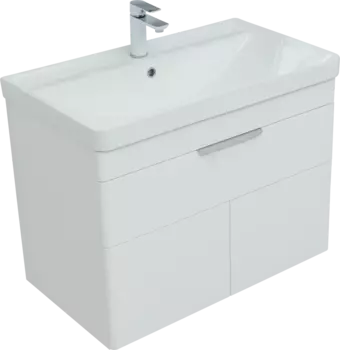 Тумба с раковиной Aquanet Ирис new 80 подвесная, 1 ящик, 2 дверцы