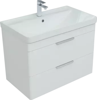 Тумба с раковиной Aquanet Ирис new 80 подвесная, 2 ящика