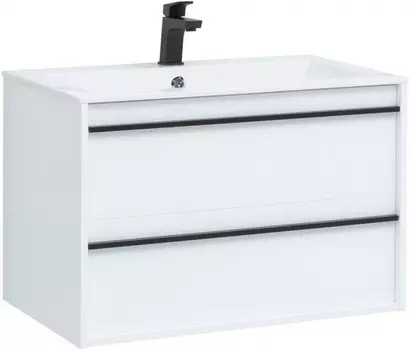 Тумба с раковиной Aquanet Lino 80 белый матовый