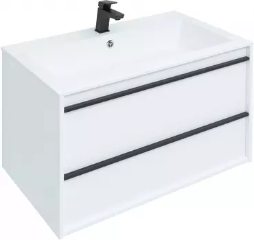Тумба с раковиной Aquanet Lino 90 белый матовый