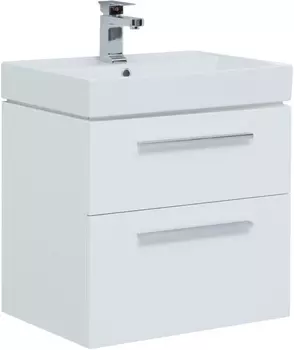 Тумба с раковиной Aquanet Nova 60 2 ящика, белый глянец