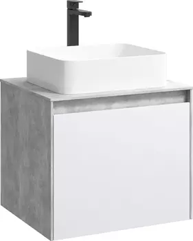 Тумба с раковиной Aqwella 5 stars Mobi 60 бетон светлый, белая