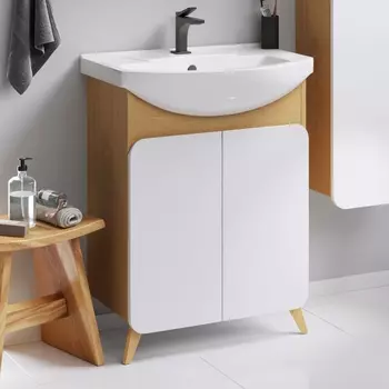 Тумба с раковиной Aqwella Basic 65 дуб золотой