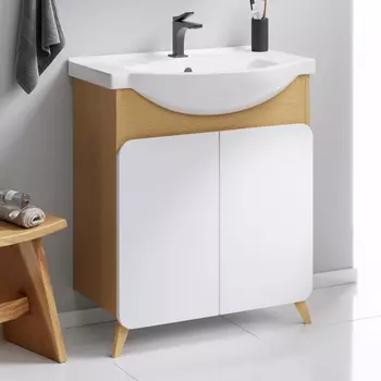 Тумба с раковиной Aqwella Basic 75 дуб золотой