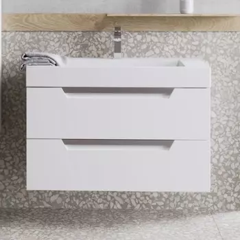 Тумба с раковиной Aqwella Cube 90 белая матовая