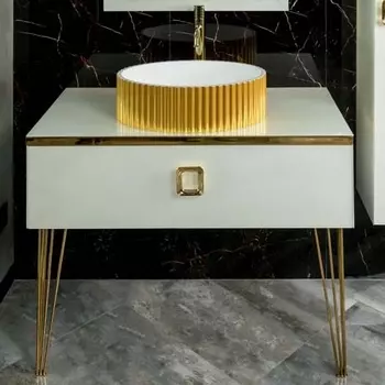 Тумба с раковиной Armadi Art Lucido 100 жемчужная белая, раковина 878-G