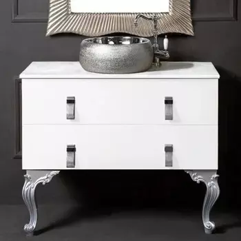 Тумба с раковиной Armadi Art NeoArt 100 белая с ручками Glaze хром, с ножками