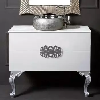 Тумба с раковиной Armadi Art NeoArt 100 белая с ручками Ajur хром, с ножками