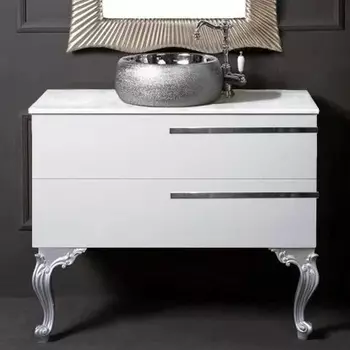 Тумба с раковиной Armadi Art NeoArt 100 белая с ручками Luce хром, с ножками