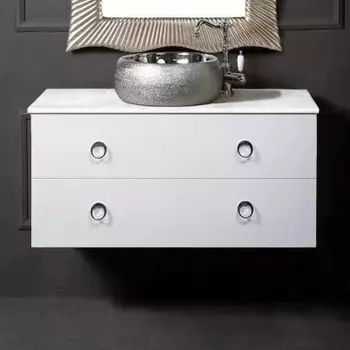 Тумба с раковиной Armadi Art NeoArt 100 белая с ручками Monn хром