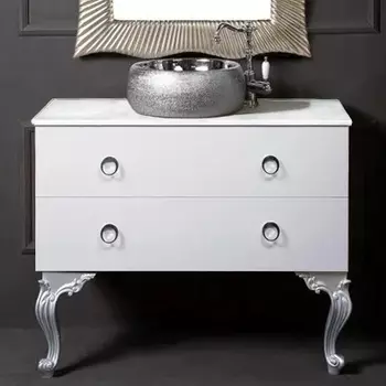 Тумба с раковиной Armadi Art NeoArt 100 белая с ручками Monn хром, с ножками