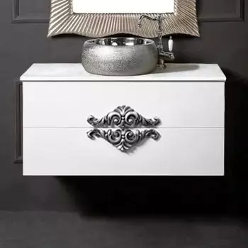 Тумба с раковиной Armadi Art NeoArt 100 белая с ручками серебро