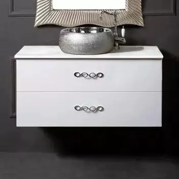 Тумба с раковиной Armadi Art NeoArt 100 белая с ручками Wave хром