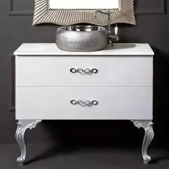 Тумба с раковиной Armadi Art NeoArt 100 белая с ручками Wave хром, с ножками