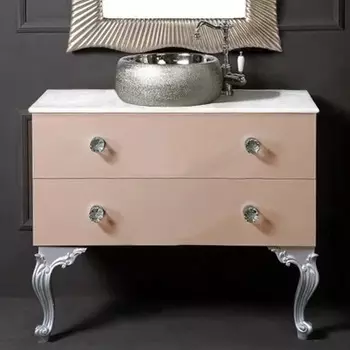 Тумба с раковиной Armadi Art NeoArt 100 капучино с ручками Crystal хром, с ножками