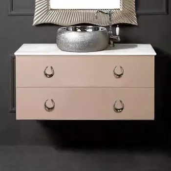 Тумба с раковиной Armadi Art NeoArt 100 капучино с ручками Drop хром