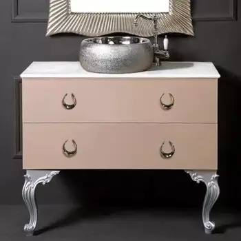 Тумба с раковиной Armadi Art NeoArt 100 капучино с ручками Drop хром, с ножками