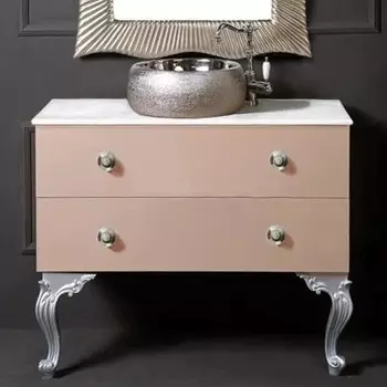 Тумба с раковиной Armadi Art NeoArt 100 капучино с ручками Flora хром, с ножками