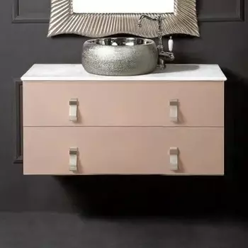 Тумба с раковиной Armadi Art NeoArt 100 капучино с ручками Glaze хром