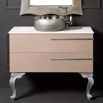 Тумба с раковиной Armadi Art NeoArt 100 капучино с ручками Luce хром, с ножками