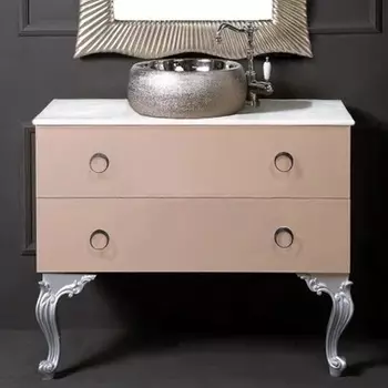 Тумба с раковиной Armadi Art NeoArt 100 капучино с ручками Monn хром, с ножками