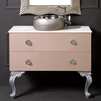 Тумба с раковиной Armadi Art NeoArt 100 капучино с ручками Satine хром, с ножками