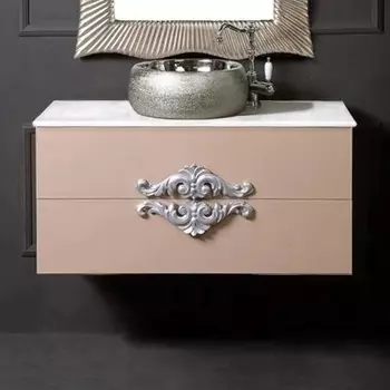 Тумба с раковиной Armadi Art NeoArt 100 капучино с ручками серебро