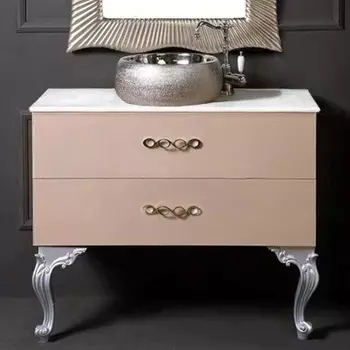 Тумба с раковиной Armadi Art NeoArt 100 капучино с ручками Wave хром, с ножками